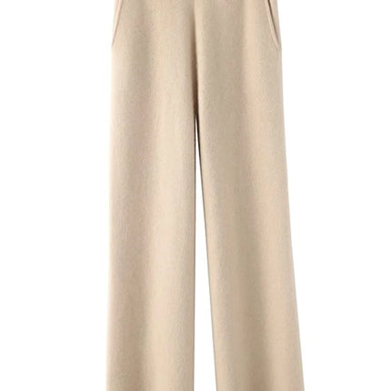 Womens Sweatpants, High Waisted Pants in Cashmere, Lounge Wear Pants with Elastic Waistband for Fall and Winter