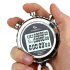 Digital Stopwatch with 3 Line Display, Handheld Stopwatch with Countdown Timer and Alarm, Stainless Steel Lap Timer