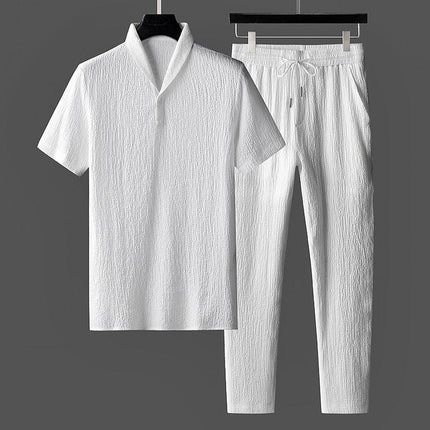 Mens Matching Set, Cotton Two Piece Set, Loungewear Set with Elastic Waist Pants, Mens Summer Clothes for Casual Wear