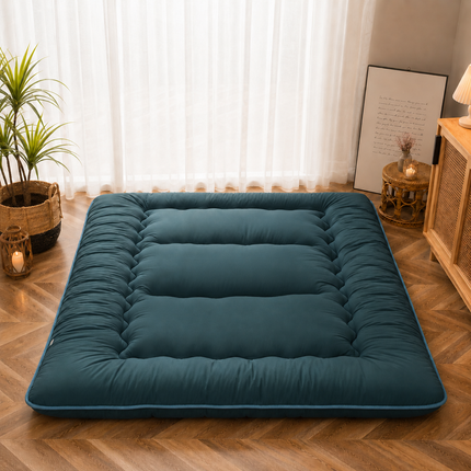Japanese Floor Bed, 4 Inch Thick Futon Mattress, Foldable Tatami Sleeping Pad, Roll Up Floor Bed for Adults & Kids