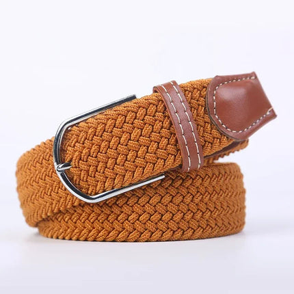 Stretch Belt, Elastic Fabric Belt with Metal Buckle – image 32