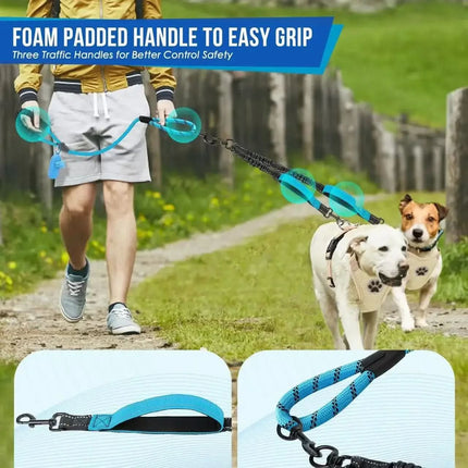 Dual Dog Leash for Two Dogs, Dog Lead with Traffic Handles