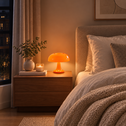 Mushroom Table Lamp, Small Bedside Lamp with Dimmable Touch LED