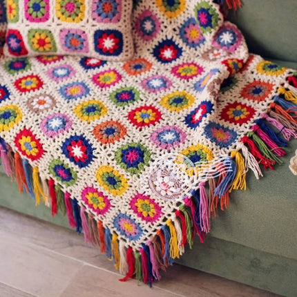 Crochet Throw Blanket with Tassels, Boho Tablecloth – image 4
