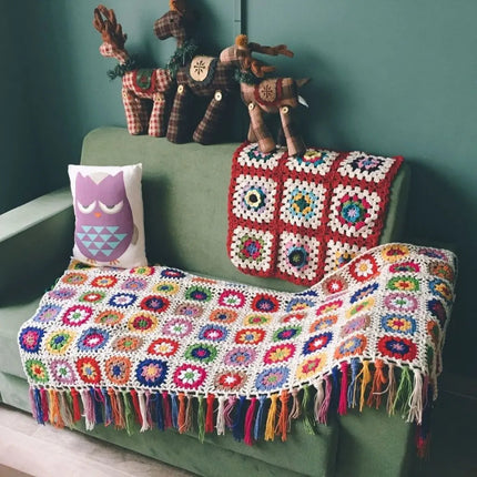 Crochet Throw Blanket with Tassels, Couch Cover – image 5