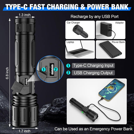 Tactical Flashlight | High-Output LED with Rechargeable Battery | Versatile Illumination for Outdoor Adventures 6