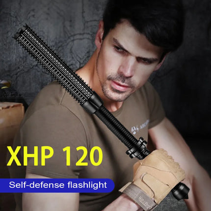 Tactical Flashlight | High Power XHP120 LED with Telescopic Zoom | Waterproof Design for Self-Defense and Outdoor Use 0