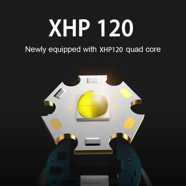 Tactical Flashlight | High Power XHP120 LED with Telescopic Zoom | Waterproof Design for Self-Defense and Outdoor Use 1