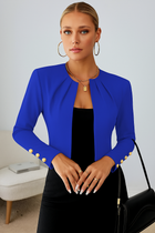 Womens Blazer Cropped, Tailored Dress Blazer for Women, Collarless Open Front Cropped Jacket for Office and Evening