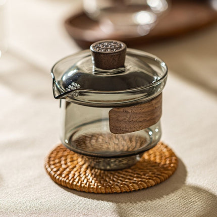 Glass Tea Gaiwan, Borosilicate Glass Tea Cup with Lid