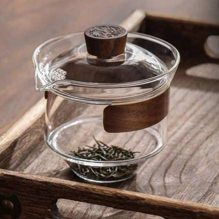 Glass Tea Gaiwan, Borosilicate Glass Tea Cup with Lid – image 7
