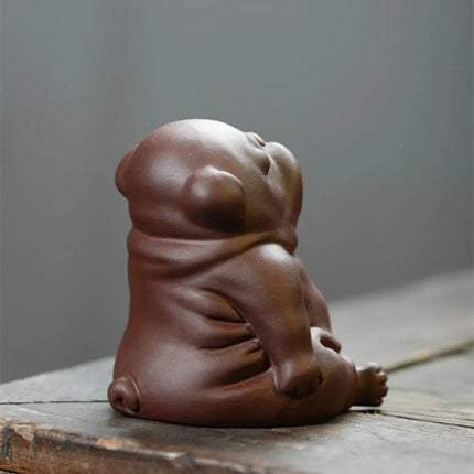 Dog Tea Pet, Sleeping Dog Mini Figurine in Purple Clay – image 4
