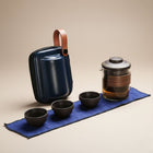 Gongfu Tea Set, Portable Travel Tea Set with Case, Purple Clay Teapot and Teacups for 2 to 3 People
