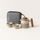 Travel Tea Set, Portable Tea Set with Storage Case, Ceramic Teapot with Infuser and 3 Teacups for Tea on the Go