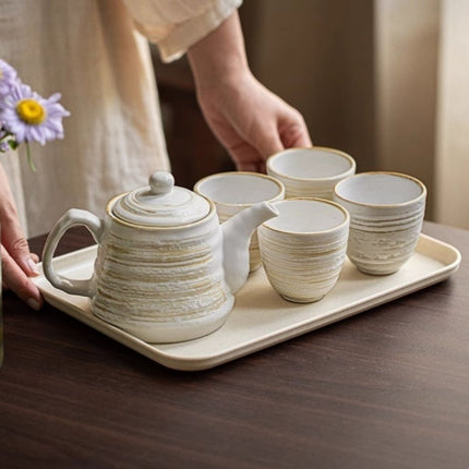 Ceramic Tea Set for 4, Nordic Teapot Set with Teacups and Tray