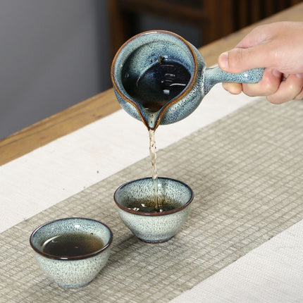Automatic Teapot Set with 6 Tea Cups and Fair Cup, Kiln Glaze Ceramic Tea Set for Home – image 5