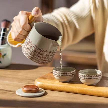 Ceramic Teapot with Infuser and 3 Teacups for Tea on the Go – image 5