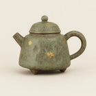 Ceramic Teapot, Small Japanese Tea Pot with Moss Green Glaze, Vintage Teapot for One, Stoneware Teapot, 5 oz
