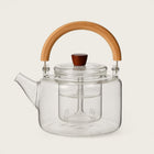 Glass Teapot with Magnetic Lid, Glass Tea Pot with Wooden Loop Handle, Heat Resistant Borosilicate Teapot 33.8 oz