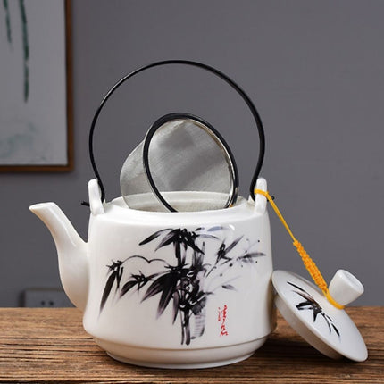 Ceramic Teapot, Large Chinese Tea Pot with Hand Painted Landscape