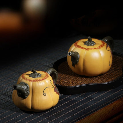 Clay Teapot, Hand Carved Pumpkin Purple Clay Teapot – image 4