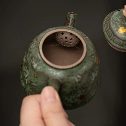 Ceramic Teapot, Small Japanese Tea Pot with Moss Green Glaze – image 4