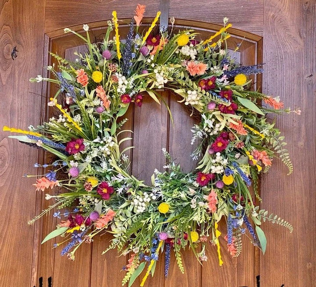 Texas Wildflower | Decorative Spring Wreath with Vibrant Silk Flowers | Ideal Front Door Decor for Seasonal Charm 0