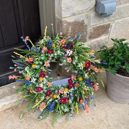 Texas Wildflower | Decorative Spring Wreath with Vibrant Silk Flowers | Ideal Front Door Decor for Seasonal Charm 2