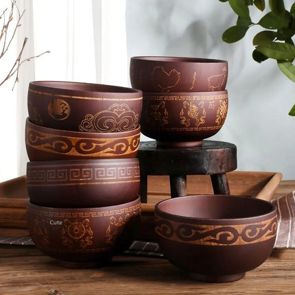 Hand Carved Wooden Bowl, Decorative Wood Bowl with Engraved Animal Motifs – image 4