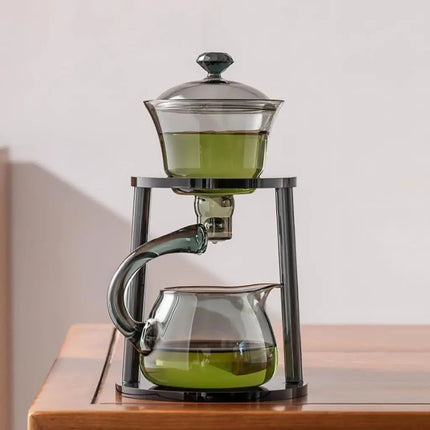 Magnetic Glass Teapot with Vertical Stand, Smoky Gray Tea Maker for Loose Leaf – image 4