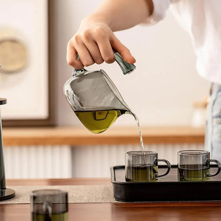 Glass Tea Set with Automatic Infuser, Smoky Gray Tea Maker for Loose Leaf