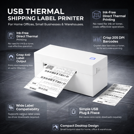 Thermal Label Printer | USB Desktop Printer for 4x6 Shipping Labels with Fast Printing Speed | Ideal for Home and Business Use 1