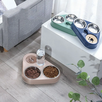 Double Bowl Automatic Drinking and Food Bowl with Anti-Slip Design | Convenient Feeding Solution for Dogs