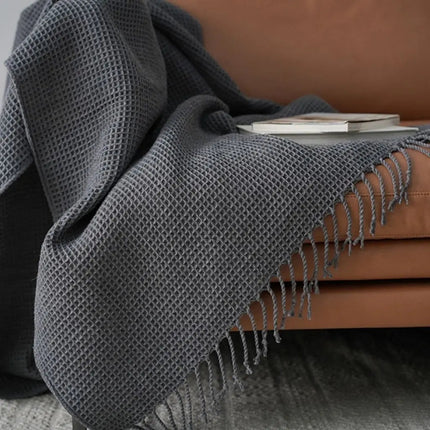 Waffle Knit Throw Blanket, Cozy Blanket for Sofa and Bed