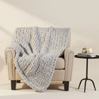 Chunky Knit Throw Blanket, Soft Knitted Blanket for Couch, 50x60 Blanket with Double Sided Wave Pattern