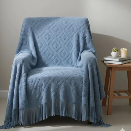 Knitted Blanket with Fringe for Bed, Couch Throw Blanket for Sofa and Lounge Chair – image 7