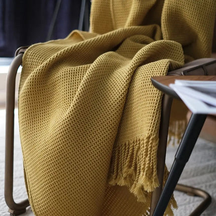 Lightweight Soft Blanket with Fringe for Spring and Fall, Cozy Blanket for Sofa and Bed – image 6