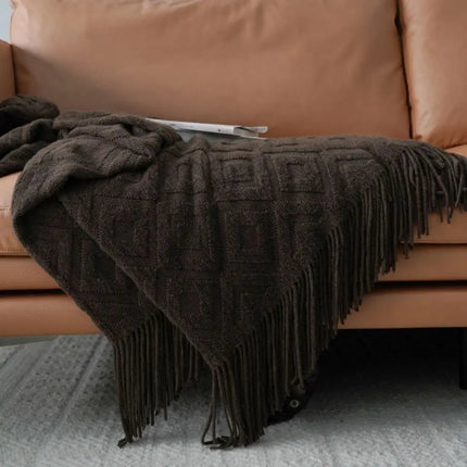 Knitted Blanket with Fringe for Bed, Couch Throw Blanket for Sofa and Lounge Chair – image 11