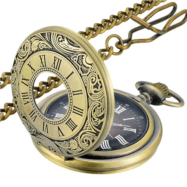 Timeless Vintage Pocket Watch | Classic Roman Numerals with Quartz Movement | Elegant Gift for Any Occasion 0