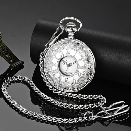 Timeless Vintage Pocket Watch | Classic Roman Numerals with Quartz Movement | Elegant Gift for Any Occasion 4