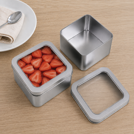 Food Storage Container with Window Lid, Airtight Container for Snacks and Tea