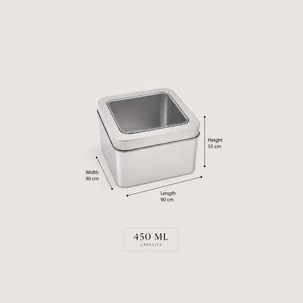Food Storage Container with Window Lid, Metal Tin Box for Kitchen Storage