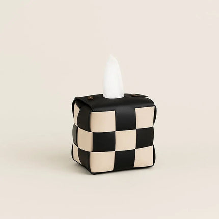 Square Tissue Box Cover, Checkerboard Pattern Tissue Holder, Bathroom Decor and Bathroom Accessories, Housewarming Gift
