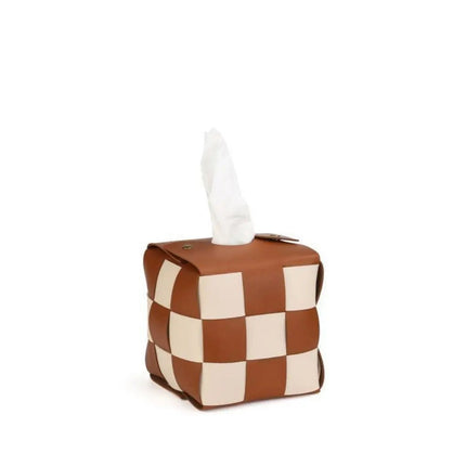 Square Tissue Box Cover, Checkerboard Pattern Tissue Holder – image 5