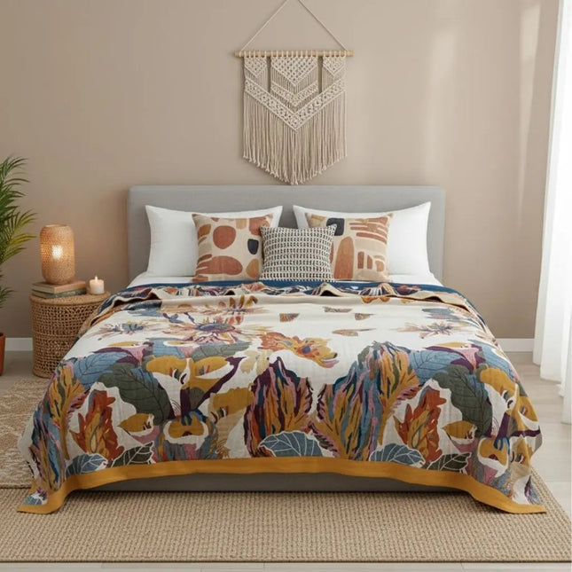 Summer Quilt with Botanical Print