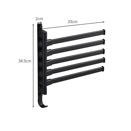 Towelix | Wall-Mounted Black Towel Rack with 5 Swivel Arms | Space-Saving Organizer for Stylish Bathrooms 3