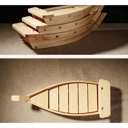 Traditional Japanese Wooden Sushi Boat with Eco-Friendly Timber | Available in 3 Sizes for Authentic Dining Experience 1