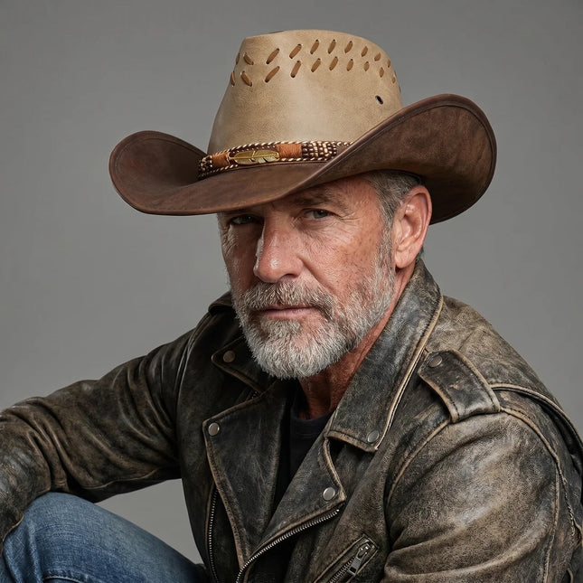TrailVent | Straw Cowboy Hat with Ventilated Crown & Adjustable Chin Cord | Lightweight Design for Outdoor Comfort 1