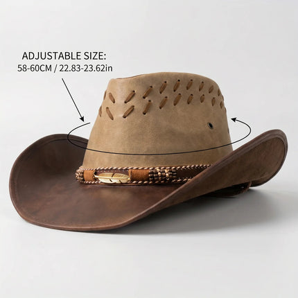 TrailVent | Straw Cowboy Hat with Ventilated Crown & Adjustable Chin Cord | Lightweight Design for Outdoor Comfort 2