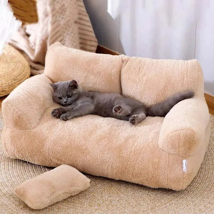 Dog Couch, Calming Dog Beds, Cat Sofa with Raised Rims, Plush Cat Bed with Non Slip Bottom, Washable Pet Bed
